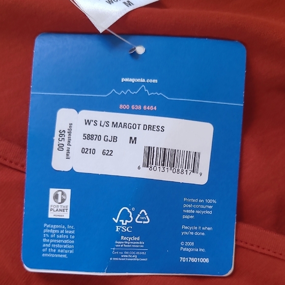 Patagonia Burnt Orange 3/4 Sleeve Margot Dress - Size M - Picture 5 of 6